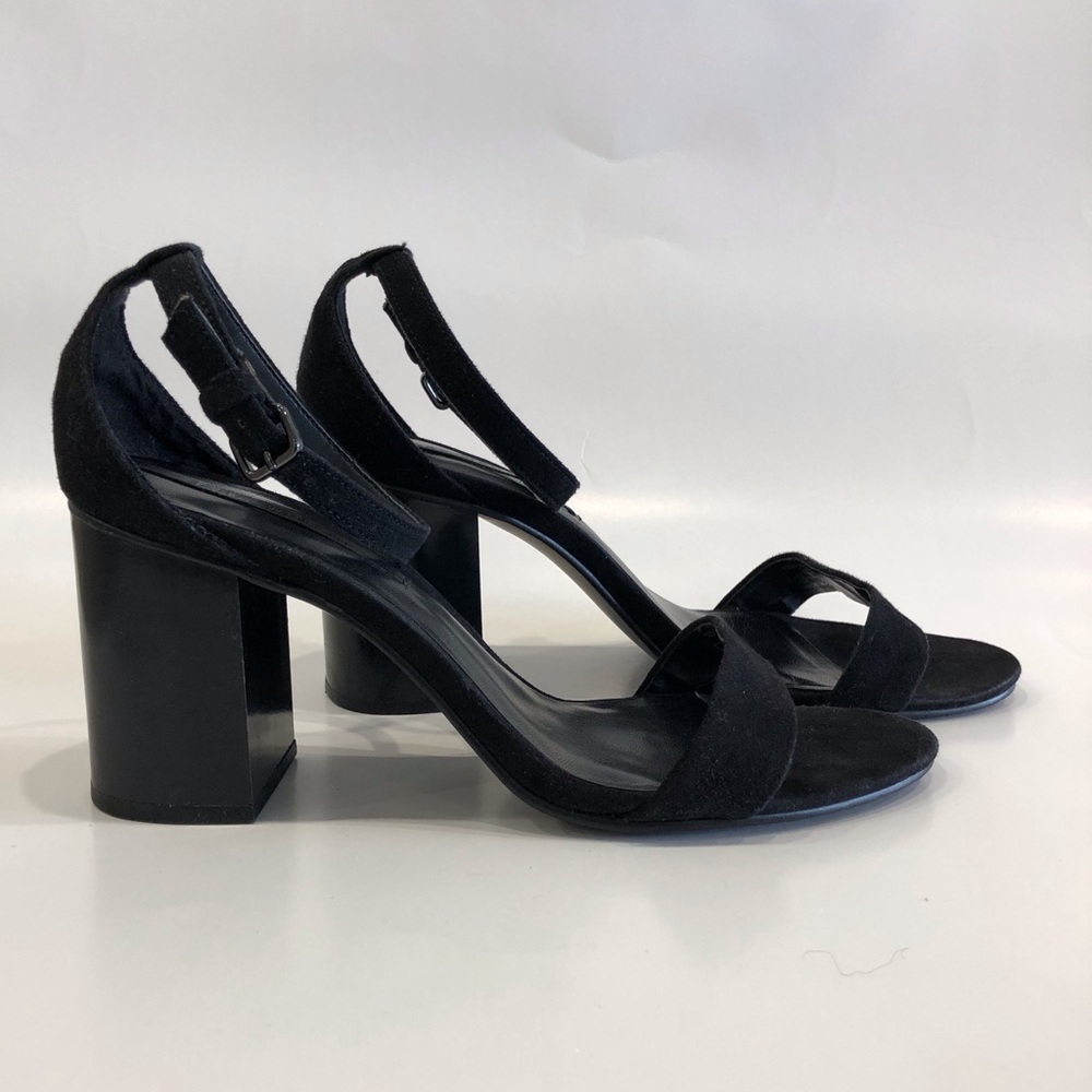 Elegant Black Suede Heeled Sandals